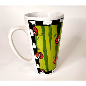 Signature Bug Me Alicia Tormey Designs Lady Bugs 16oz Stoneware Coffee Mug